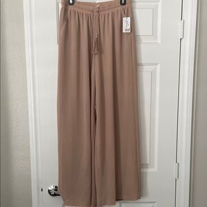 NY Collection Tan Wide-Leg Pants